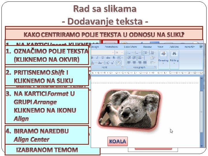 Rad sa slikama - Dodavanje teksta - KAKO DODAJEMO TEKST ISPOD SLIKE? KAKO CENTRIRAMO