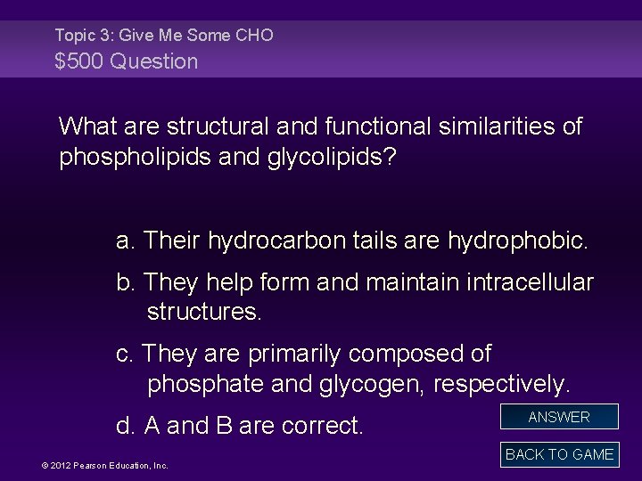 Topic 3: Give Me Some CHO $500 Question What are structural and functional similarities