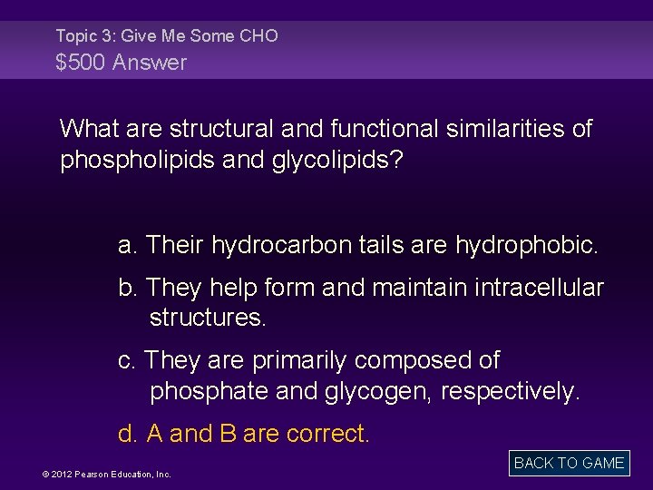 Topic 3: Give Me Some CHO $500 Answer What are structural and functional similarities