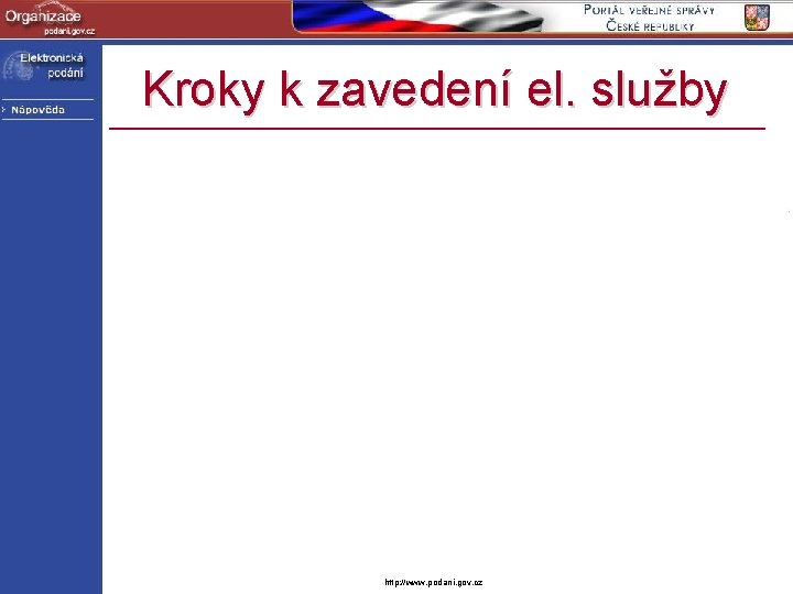 Kroky k zavedení el. služby http: //www. podani. gov. cz 