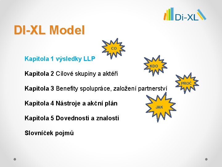 DI-XL Model CO Kapitola 1 výsledky LLP KDO Kapitola 2 Cílové skupiny a aktéři