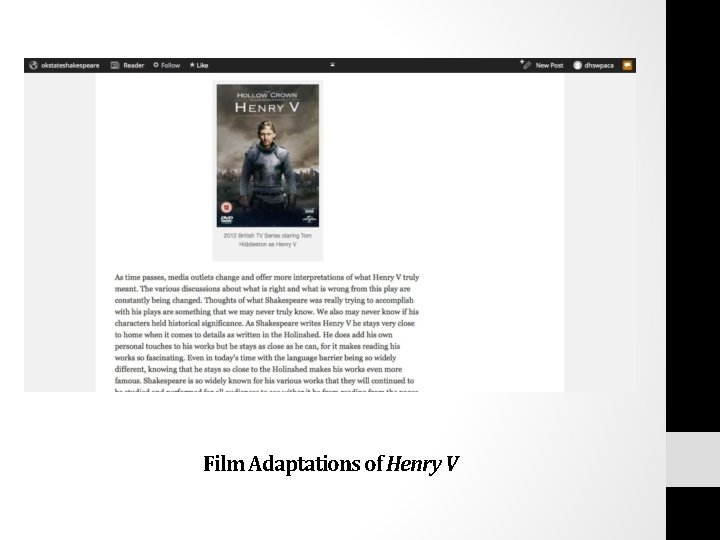 Film Adaptations of Henry V 