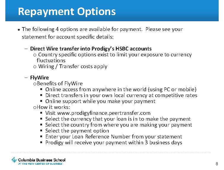 Repayment Options ● The following 4 options are available for payment. Please see your