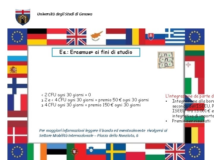 Università degli Studi di Genova Es. : Erasmus+ ai fini di studio < 2