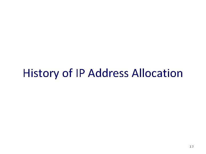 History of IP Address Allocation 17 