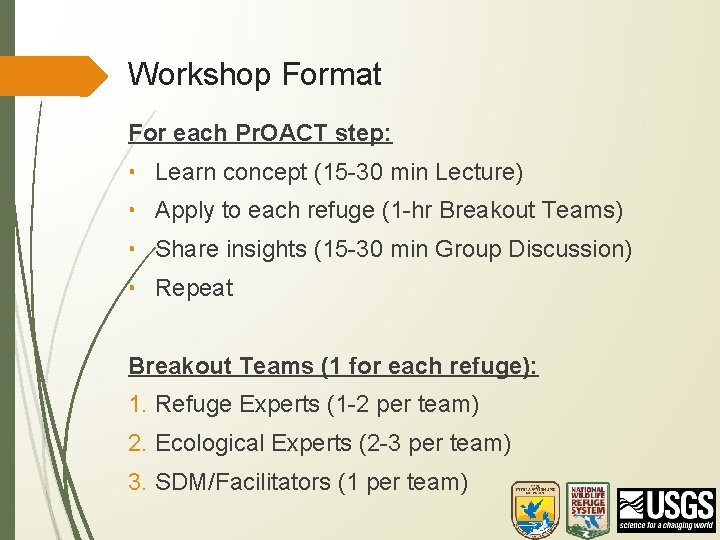 Workshop Format For each Pr. OACT step: • Learn concept (15 -30 min Lecture)