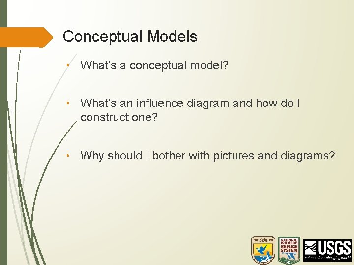 Conceptual Models • What’s a conceptual model? • What’s an influence diagram and how