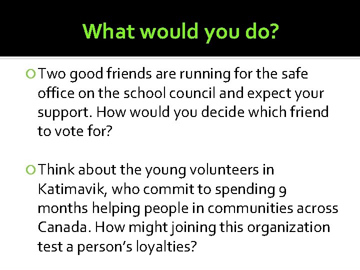 What would you do? Two good friends are running for the safe office on
