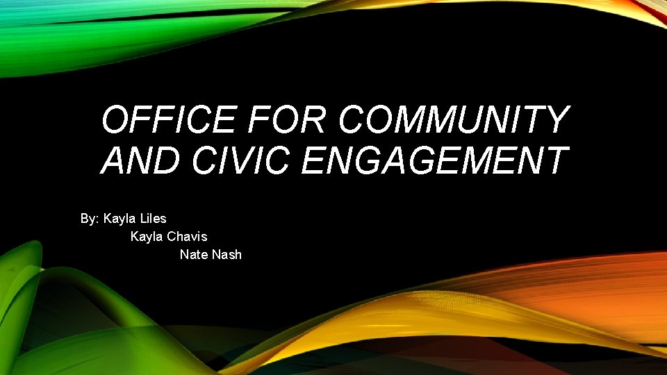 OFFICE FOR COMMUNITY AND CIVIC ENGAGEMENT By: Kayla Liles Kayla Chavis Nate Nash 