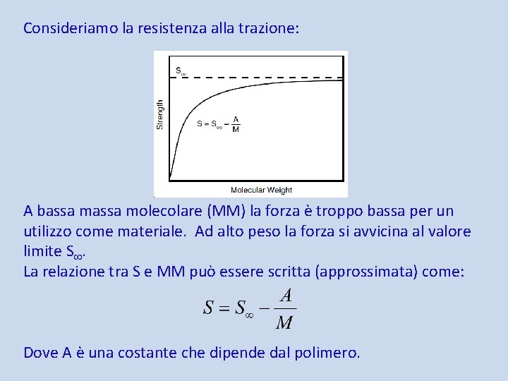 Consideriamo la resistenza alla trazione: A bassa molecolare (MM) la forza è troppo bassa