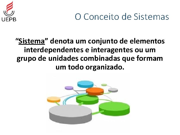 O Conceito de Sistemas “Sistema” denota um conjunto de elementos interdependentes e interagentes ou