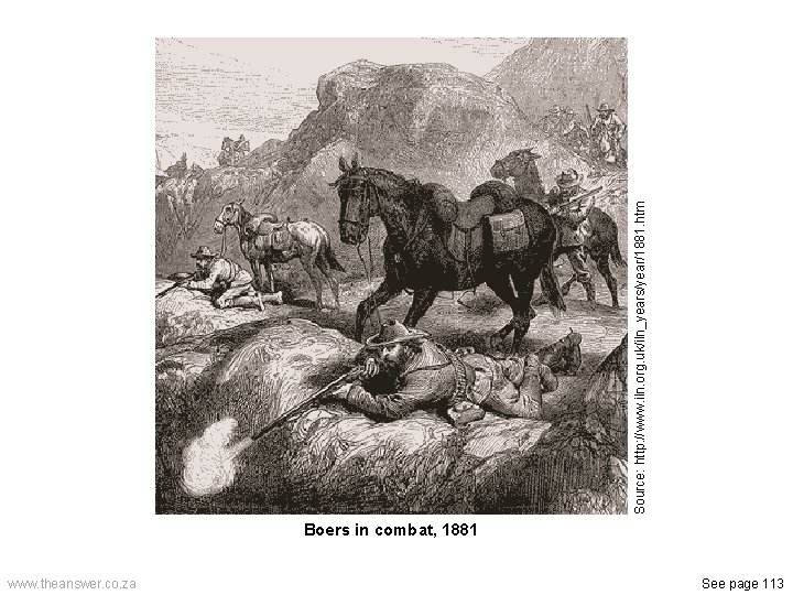 Boers in combat, 1881 www. theanswer. co. za See page 113 Source: http: //www.