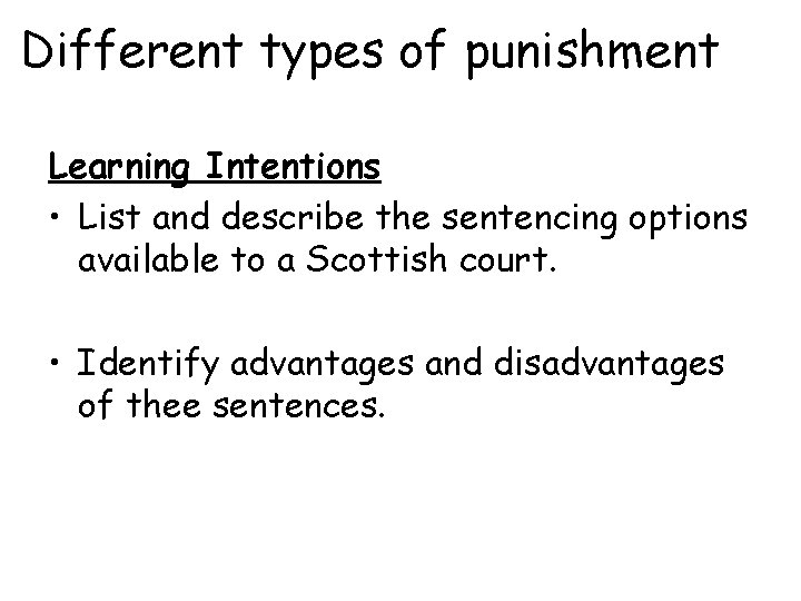 Different types of punishment C X Starter Task