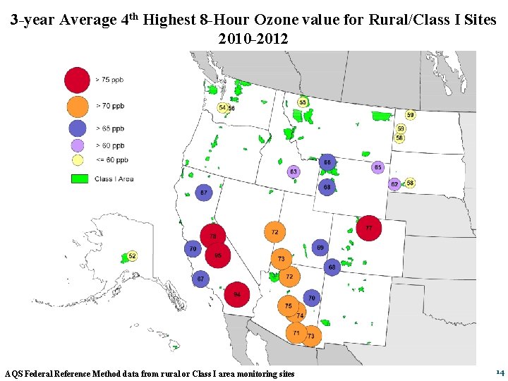 3 -year Average 4 th Highest 8 -Hour Ozone value for Rural/Class I Sites