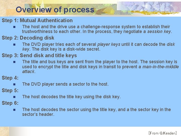 Overview of process Step 1: Mutual Authentication n The host and the drive use