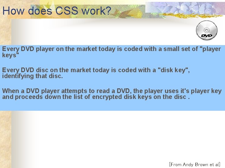 How does CSS work? Every DVD player on the market today is coded with