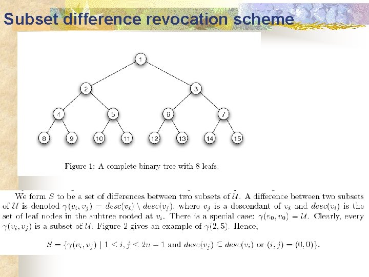 Subset difference revocation scheme 