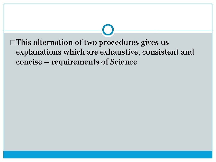 �This alternation of two procedures gives us explanations which are exhaustive, consistent and concise