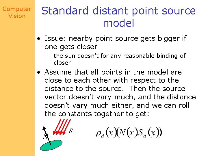 Computer Vision Standard distant point source model • Issue: nearby point source gets bigger
