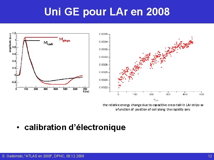 Uni GE pour LAr en 2008 Mcali Mphys the relative energy change due to