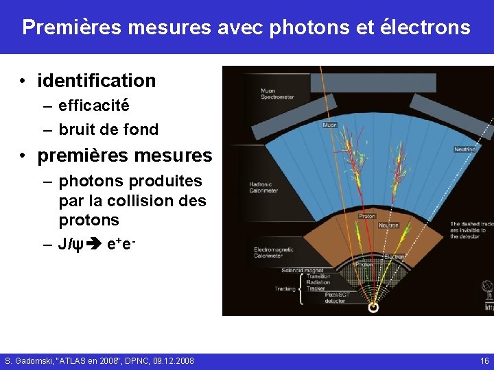 Premières mesures avec photons et électrons • identification – efficacité – bruit de fond