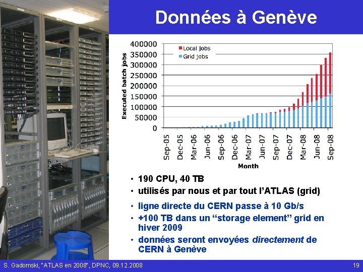 Données à Genève • 190 CPU, 40 TB • utilisés par nous et par