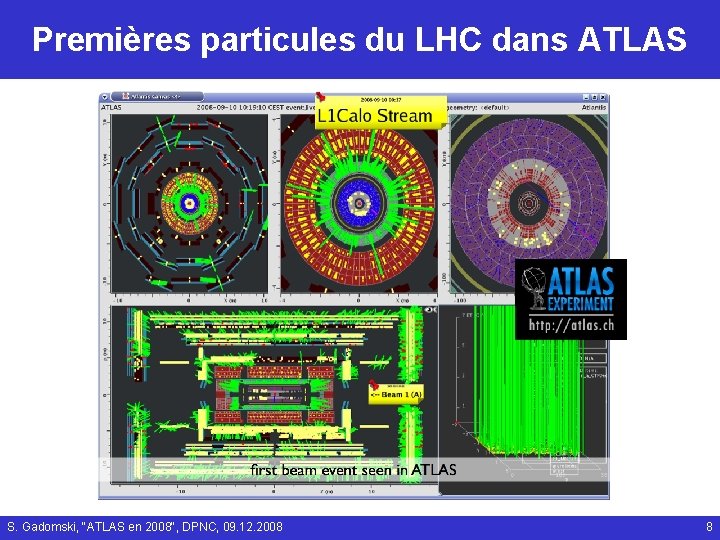 Premières particules du LHC dans ATLAS S. Gadomski, "ATLAS en 2008", DPNC, 09. 12.