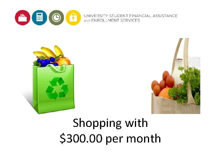 Shopping with $300. 00 per month Shopping with $300. 00 per month