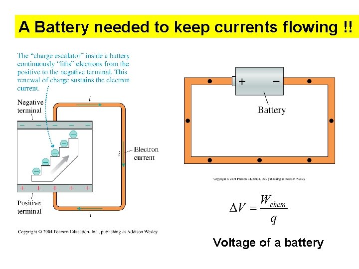 A Battery needed to keep currents flowing !! Voltage of a battery 