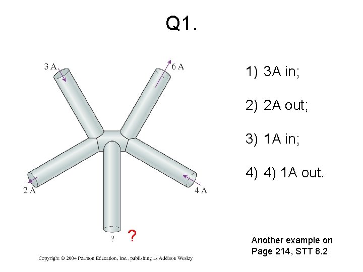 Q 1. 1) 3 A in; 2) 2 A out; 3) 1 A in;