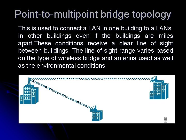 Point-to-multipoint bridge topology This is used to connect a LAN in one building to