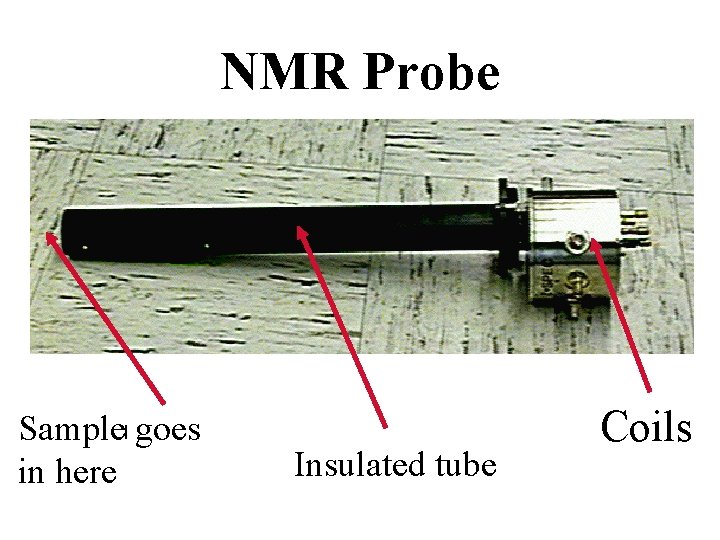 NMR Probe Sample goes in here Insulated tube Coils 