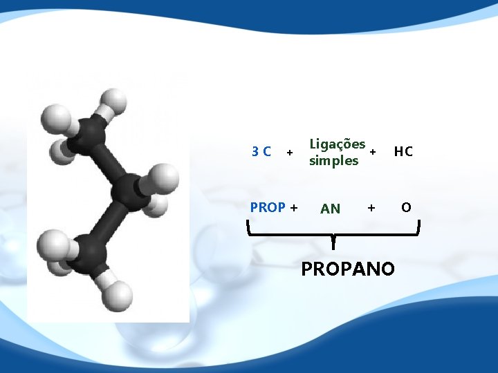 3 C + PROP + Ligações + simples HC + O AN PROPANO 