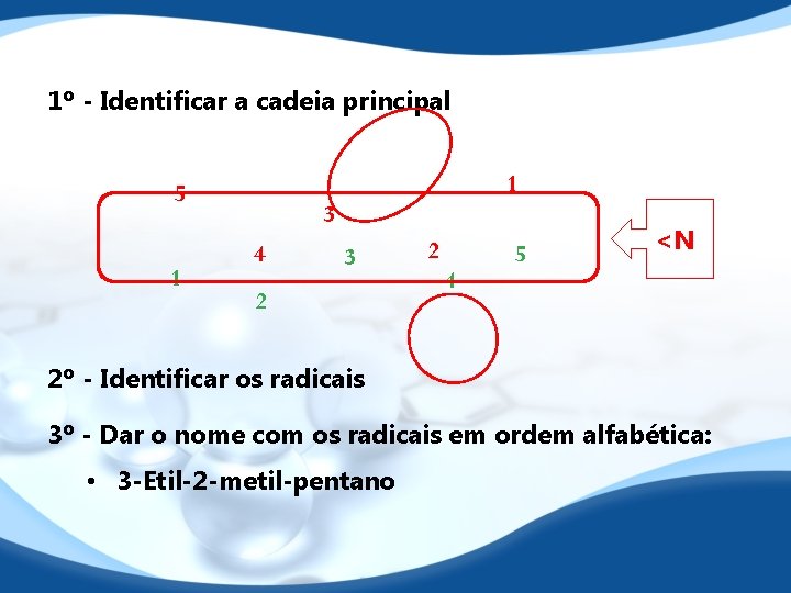 1º - Identificar a cadeia principal 1 5 1 3 4 3 2 2