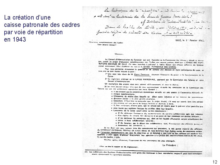 La création d’une caisse patronale des cadres par voie de répartition en 1943 12