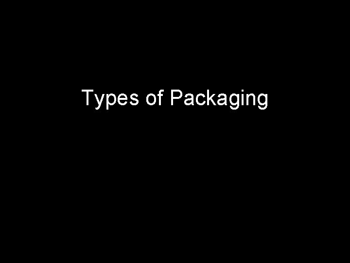 Types of Packaging 