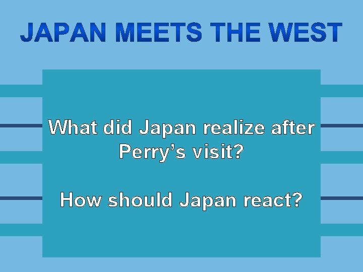 What did Japan realize after Perry’s visit? How should Japan react? 