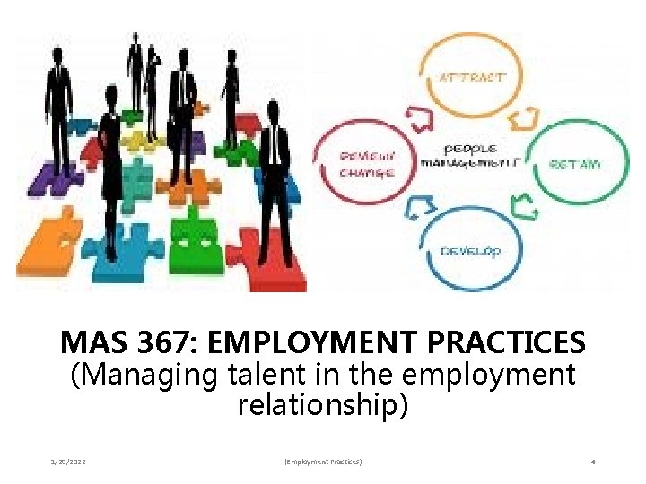 MAS 367: EMPLOYMENT PRACTICES (Managing talent in the employment relationship) 1/20/2022 (Employment Practices) 4