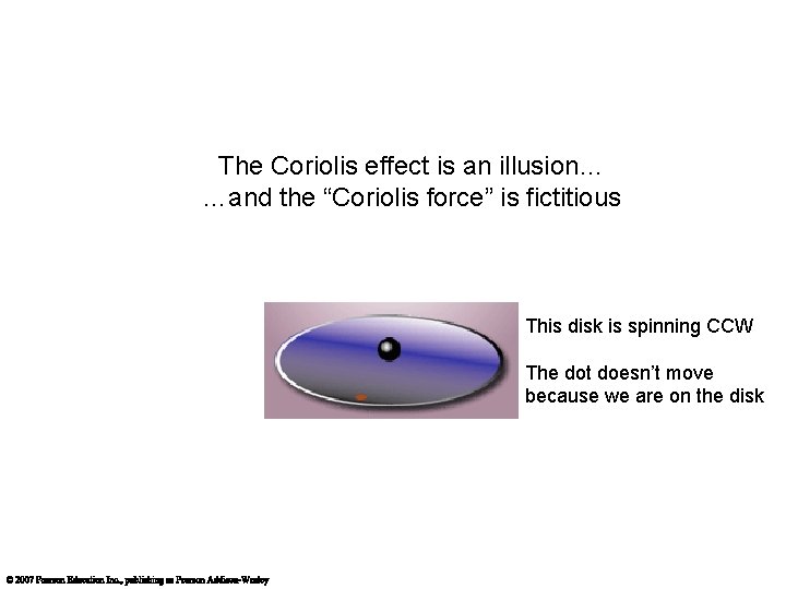 The Coriolis effect is an illusion… …and the “Coriolis force” is fictitious This disk