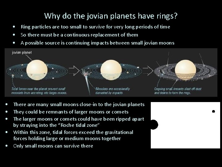 Why do the jovian planets have rings? • Ring particles are too small to