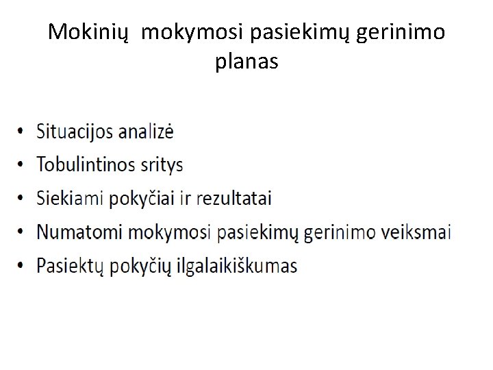 Mokinių mokymosi pasiekimų gerinimo planas 