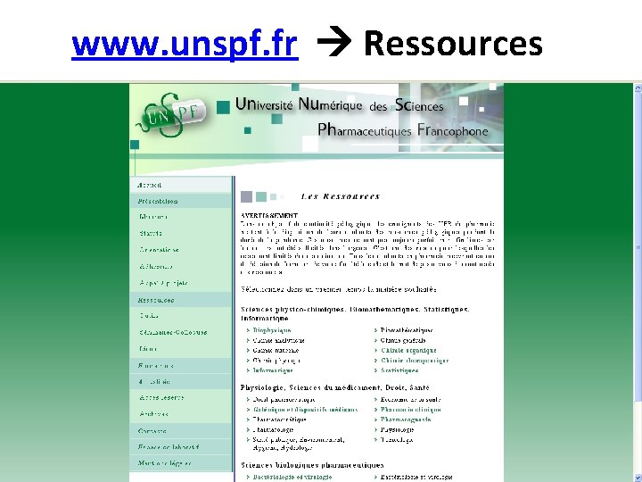 www. unspf. fr Ressources 