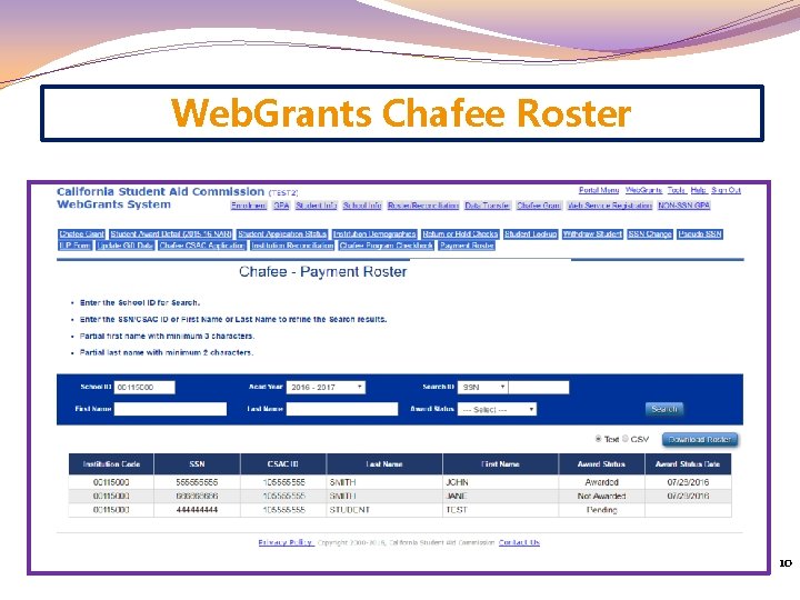 Web. Grants Chafee Roster 10 