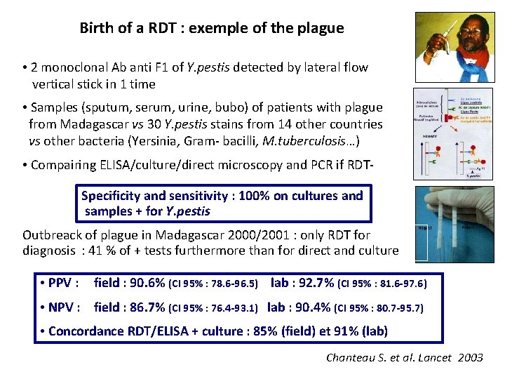 Birth of a RDT : exemple of the plague • 2 monoclonal Ab anti
