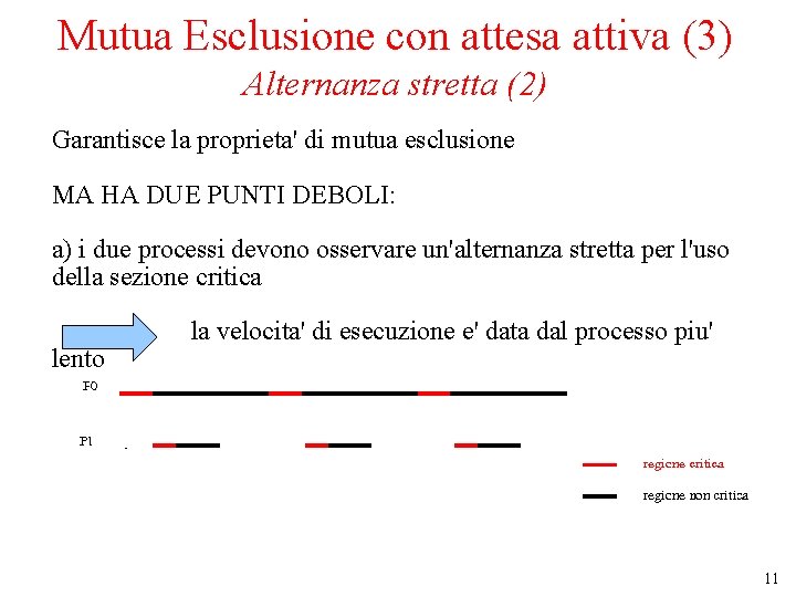 Mutua Esclusione con attesa attiva (3) Alternanza stretta (2) Garantisce la proprieta' di mutua