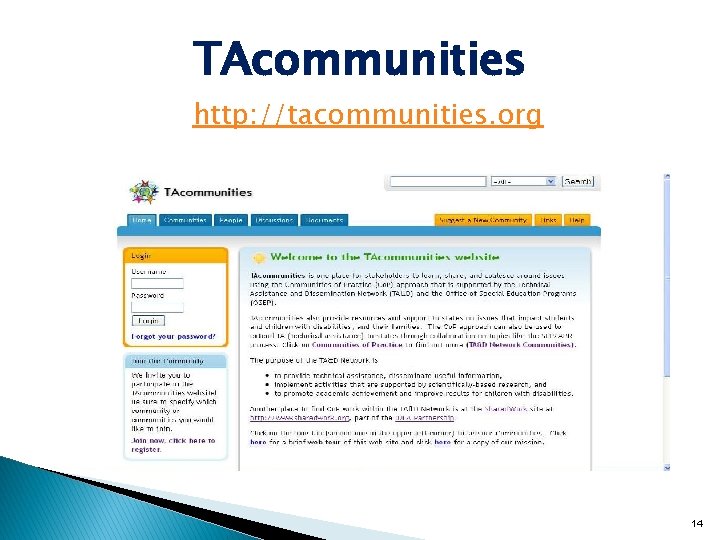 TAcommunities http: //tacommunities. org 14 