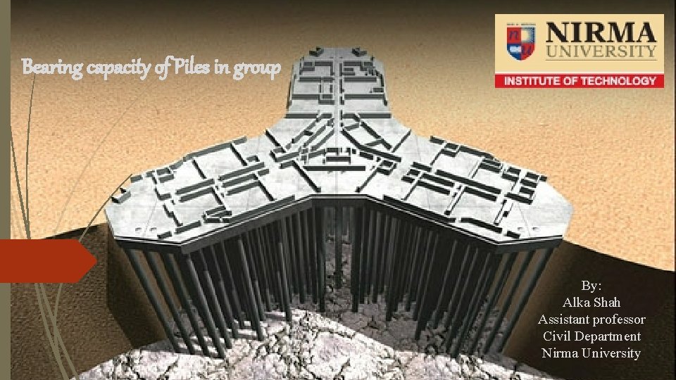 Bearing capacity of Piles in group By: Alka Shah Assistant professor Civil Department Nirma