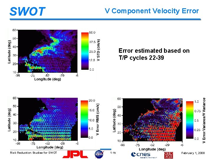 SWOT V Component Velocity Error estimated based on T/P cycles 22 -39 Risk Reduction
