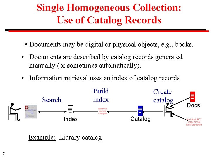 Single Homogeneous Collection: Use of Catalog Records • Documents may be digital or physical