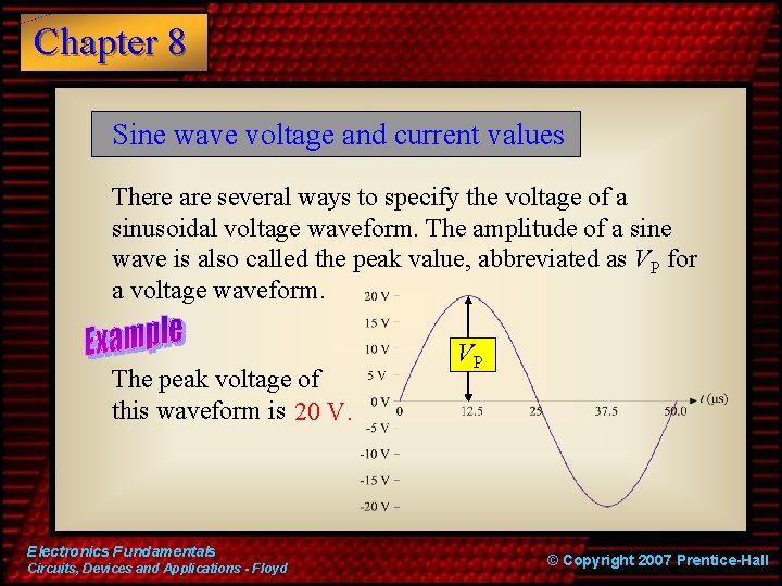Chapter 8 Sine wave voltage and current values There are several ways to specify